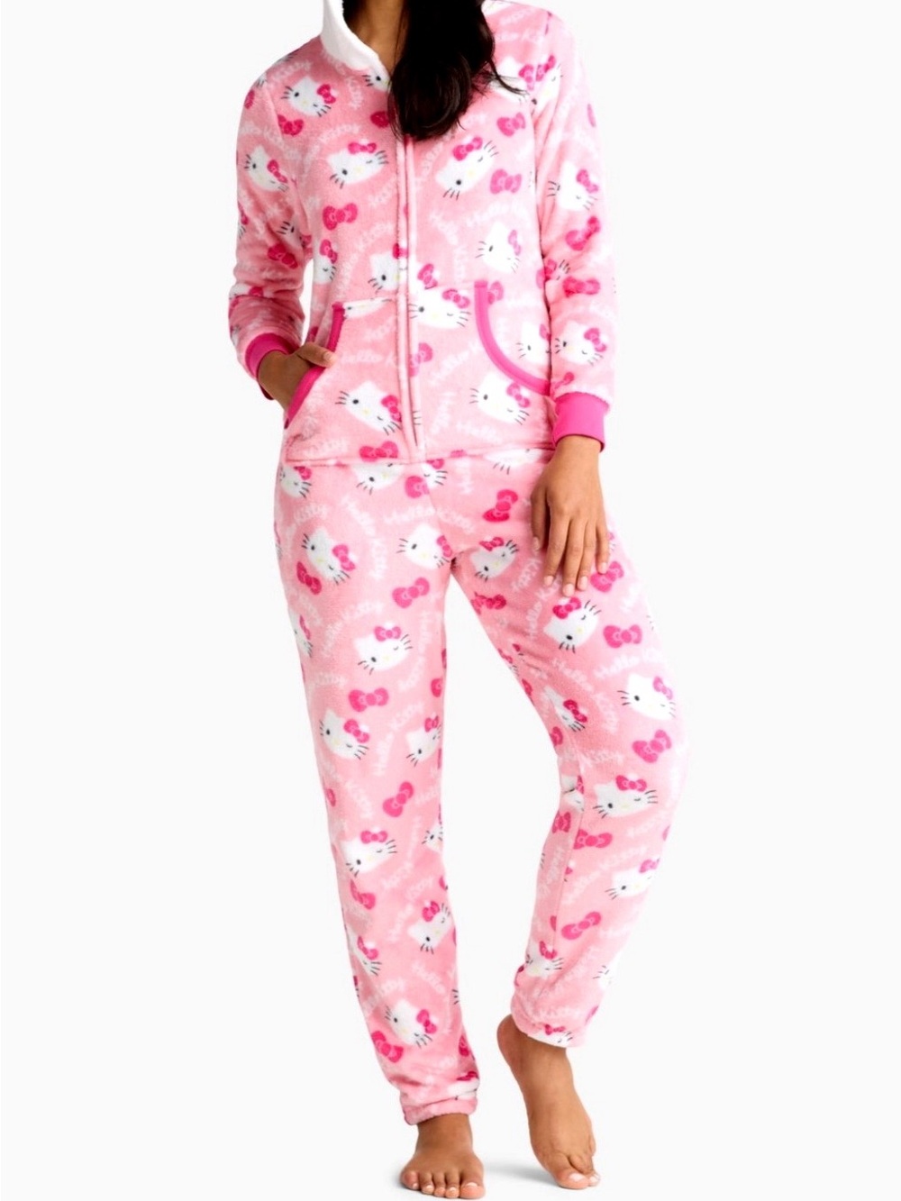 Pink Hello Kitty Fleece Onesie Pajamas